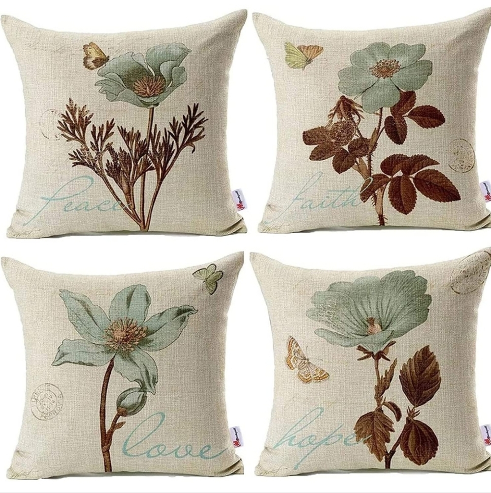 🛋Vintage Flower Set of 4 Cover Pillow🌾
